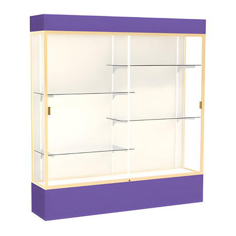 Spirit Purple Display Case (Lighted), Plaque Fabric Back w/ Champagne aluminum frame finish, 80"H x 72"W x 16"D