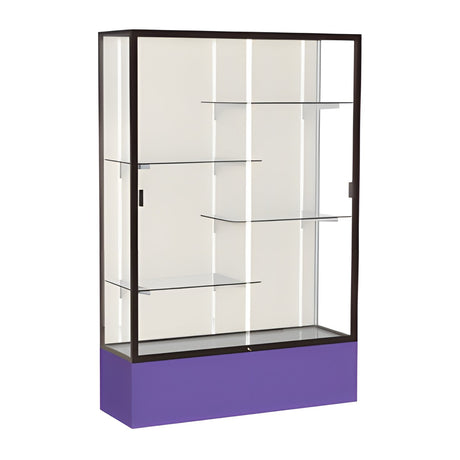 Spirit Purple Display Case (Unighted), Plaque Fabric Back w/ Dark Bronze aluminum frame finish, 72"H x 48"W x 16"D