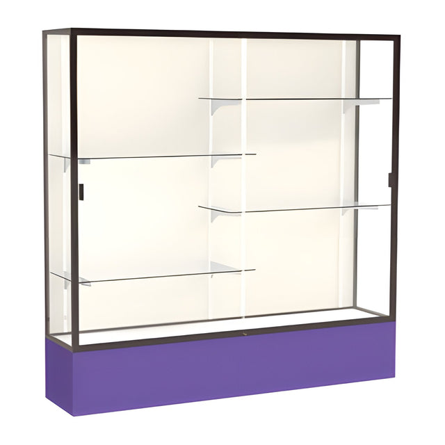 Spirit Purple Display Case (Unighted), Plaque Fabric Back w/ Dark Bronze aluminum frame finish, 72"H x 72"W x 16"D