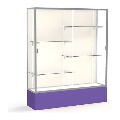 Spirit Purple Display Case (Unighted), Plaque Fabric Back w/ Satin Natural aluminum frame finish, 72"H x 60"W x 16"D