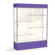 Spirit Purple Display Case (Lighted), Plaque Fabric Back w/ Satin Natural aluminum frame finish, 80"H x 60"W x 16"D