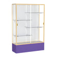 Spirit Purple Display Case (Unighted), White Laminate Back w/ Champagne aluminum frame finish, 72"H x 48"W x 16"D