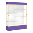 Spirit Purple Display Case (Lighted), White Laminate Back w/ Champagne aluminum frame finish, 80"H x 60"W x 16"D