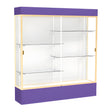 Spirit Purple Display Case (Lighted), White Laminate Back w/ Champagne aluminum frame finish, 80"H x 72"W x 16"D