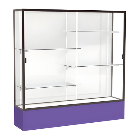Spirit Purple Display Case (Unighted), White Laminate Back w/ Dark Bronze aluminum frame finish, 72"H x 72"W x 16"D