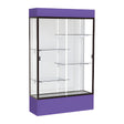 Spirit Purple Display Case (Lighted), White Laminate Back w/ Dark Bronze aluminum frame finish, 80"H x 48"W x 16"D