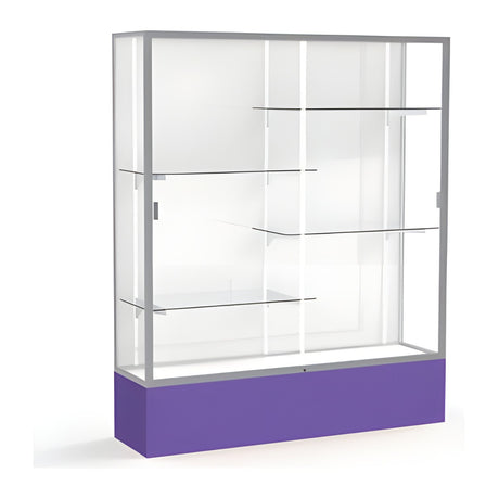 Spirit Purple Display Case (Unighted), White Laminate Back w/ Satin Natural aluminum frame finish, 72"H x 60"W x 16"D