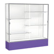 Spirit Purple Display Case (Unighted), White Laminate Back w/ Satin Natural aluminum frame finish, 72"H x 72"W x 16"D