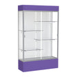 Spirit Purple Display Case (Lighted), White Laminate Back w/ Satin Natural aluminum frame finish, 80"H x 48"W x 16"D