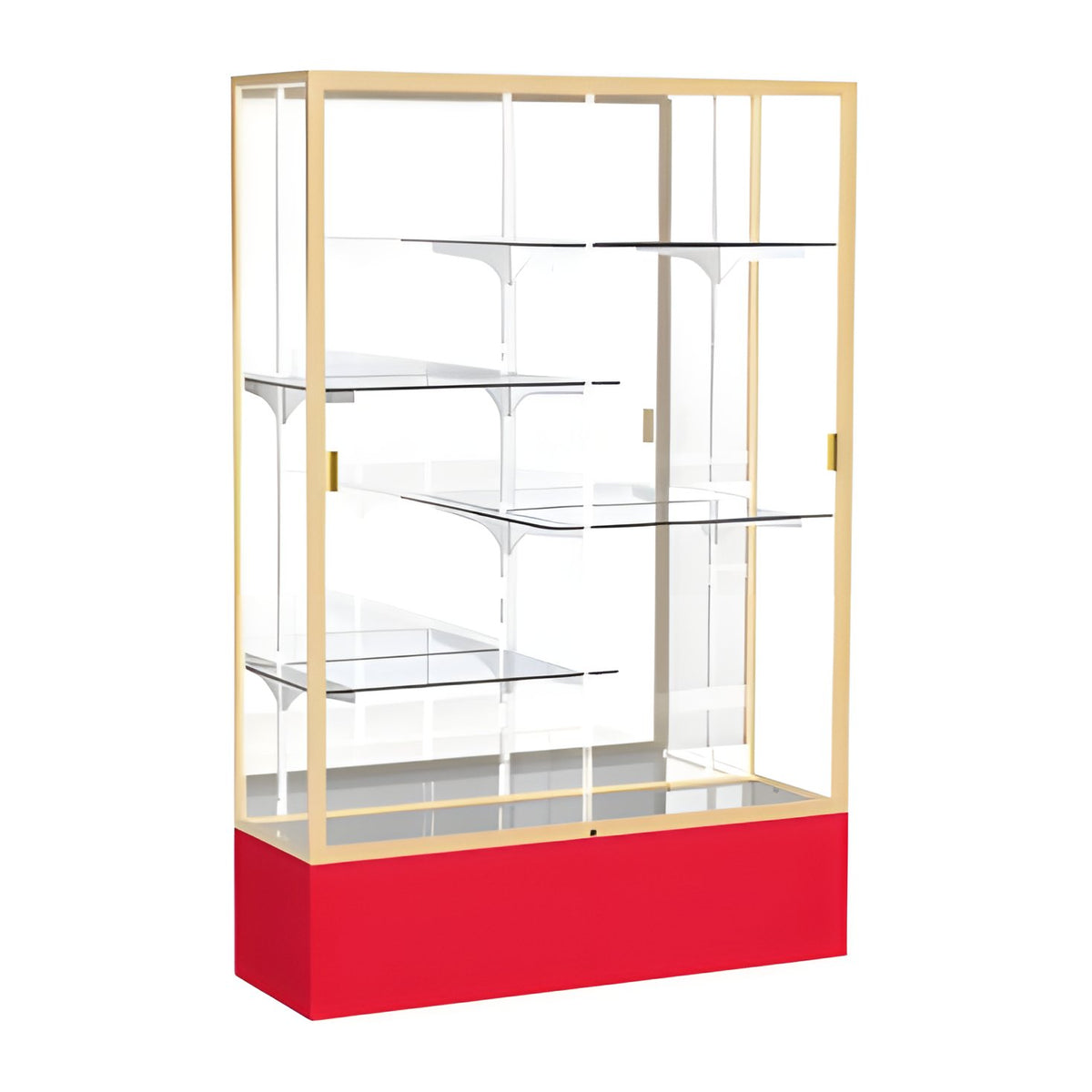 Spirit Red Display Case (Unighted), Mirror Back w/ Champagne aluminum frame finish, 72"H x 48"W x 16"D