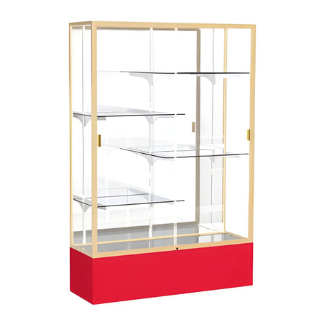 Spirit Red Display Case (Unighted), Mirror Back w/ Champagne aluminum frame finish, 72"H x 48"W x 16"D