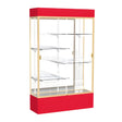 Spirit Red Display Case (Lighted), Mirror Back w/ Champagne aluminum frame finish, 80"H x 48"W x 16"D
