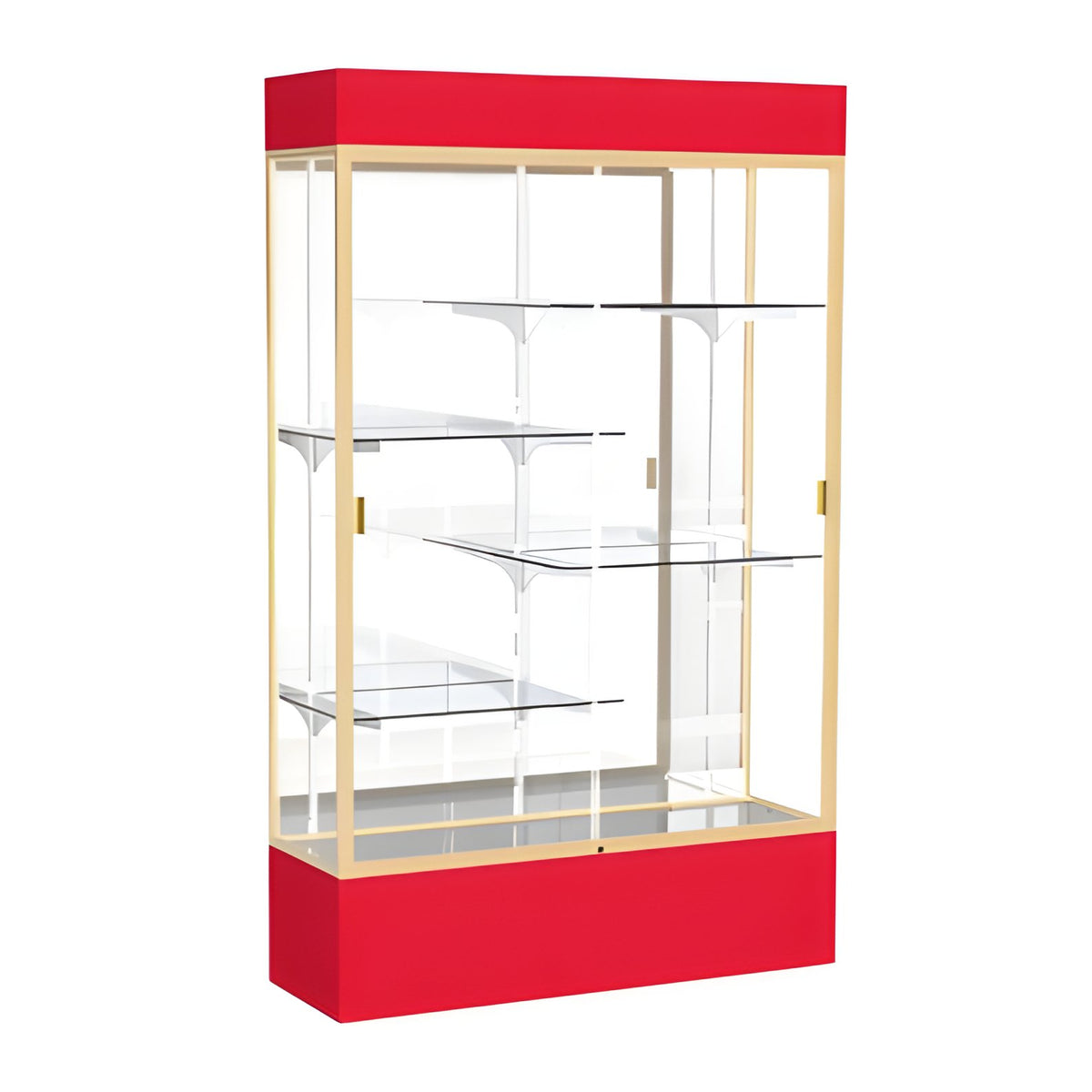 Spirit Red Display Case (Lighted), Mirror Back w/ Champagne aluminum frame finish, 80"H x 48"W x 16"D