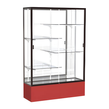 Spirit Red Display Case (Unighted), Mirror Back w/ Dark Bronze aluminum frame finish, 72"H x 48"W x 16"D