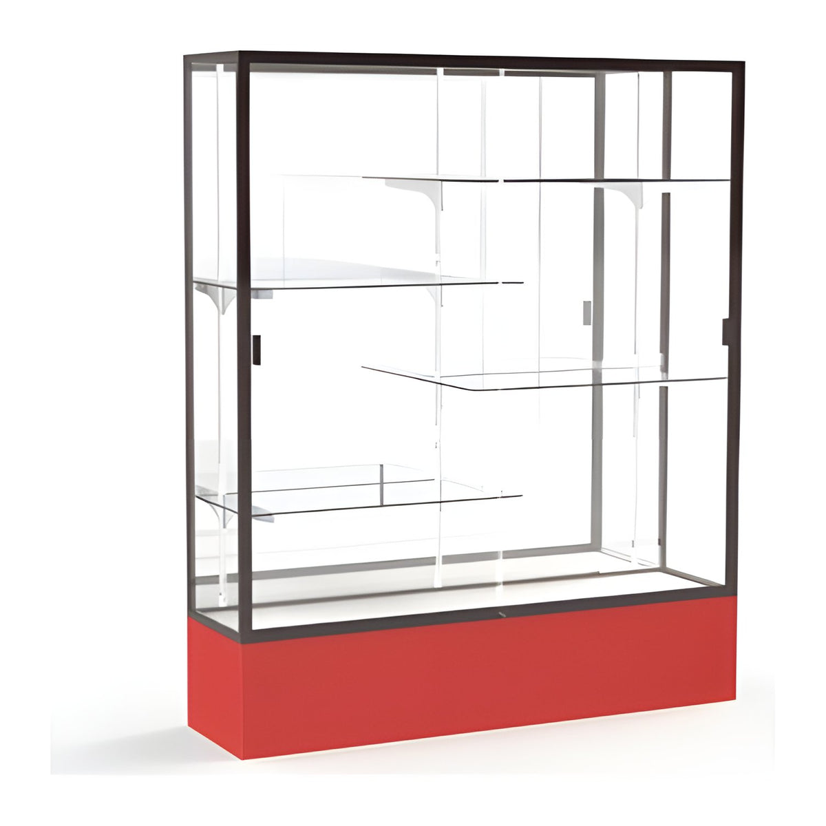Spirit Red Display Case (Unighted), Mirror Back w/ Dark Bronze aluminum frame finish, 72"H x 60"W x 16"D