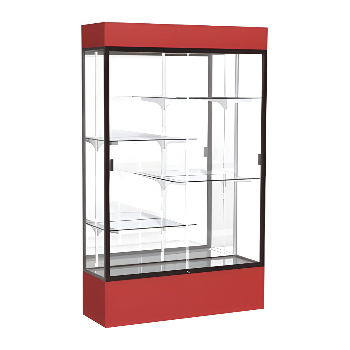 Spirit Red Display Case (Lighted), Mirror Back w/ Dark Bronze aluminum frame finish, 80"H x 48"W x 16"D