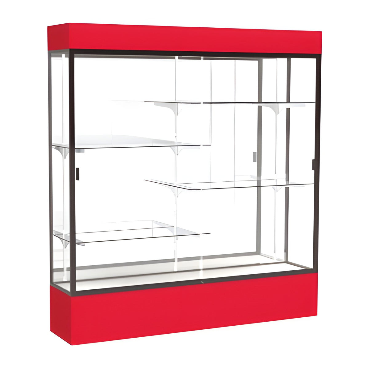 Spirit Red Display Case (Lighted), Mirror Back w/ Dark Bronze aluminum frame finish, 80"H x 72"W x 16"D