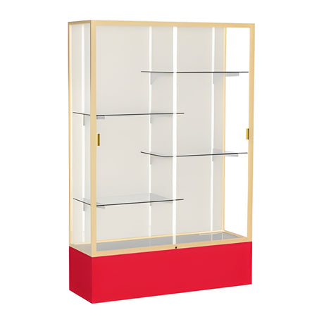 Spirit Red Display Case (Unighted), Plaque Fabric Back w/ Champagne aluminum frame finish, 72"H x 48"W x 16"D