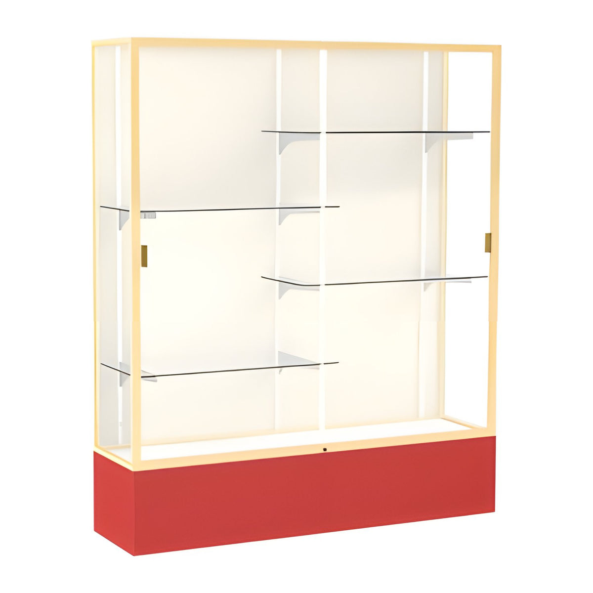 Spirit Red Display Case (Unighted), Plaque Fabric Back w/ Champagne aluminum frame finish, 72"H x 60"W x 16"D
