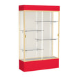 Spirit Red Display Case (Lighted), Plaque Fabric Back w/ Champagne aluminum frame finish, 80"H x 48"W x 16"D