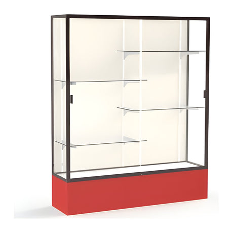 Spirit Red Display Case (Unighted), Plaque Fabric Back w/ Dark Bronze aluminum frame finish, 72"H x 60"W x 16"D