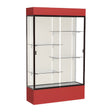 Spirit Red Display Case (Lighted), Plaque Fabric Back w/ Dark Bronze aluminum frame finish, 80"H x 48"W x 16"D