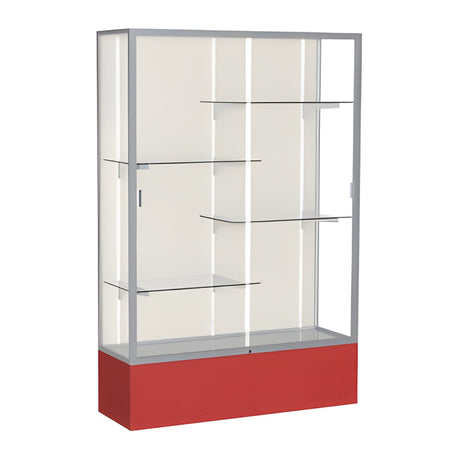 Spirit Red Display Case (Unighted), Plaque Fabric Back w/ Satin Natural aluminum frame finish, 72"H x 48"W x 16"D