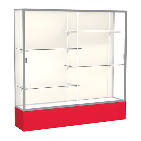 Spirit Red Display Case (Unighted), Plaque Fabric Back w/ Satin Natural aluminum frame finish, 72"H x 72"W x 16"D