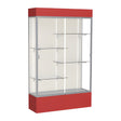 Spirit Red Display Case (Lighted), Plaque Fabric Back w/ Satin Natural aluminum frame finish, 80"H x 48"W x 16"D