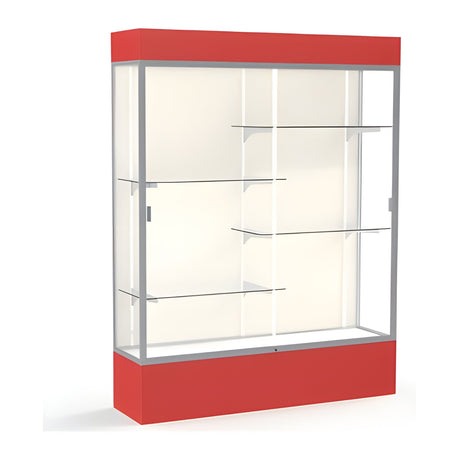 Spirit Red Display Case (Lighted), Plaque Fabric Back w/ Satin Natural aluminum frame finish, 80"H x 60"W x 16"D