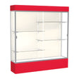 Spirit Red Display Case (Lighted), Plaque Fabric Back w/ Satin Natural aluminum frame finish, 80"H x 72"W x 16"D