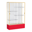 Spirit Red Display Case (Unighted), White Laminate Back w/ Champagne aluminum frame finish, 72"H x 48"W x 16"D