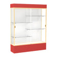 Spirit Red Display Case (Lighted), White Laminate Back w/ Champagne aluminum frame finish, 80"H x 60"W x 16"D