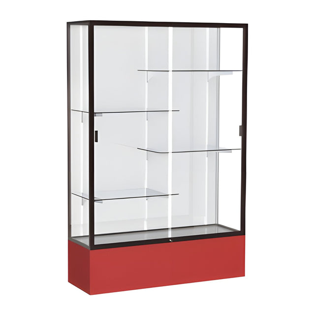 Spirit Red Display Case (Unighted), White Laminate Back w/ Dark Bronze aluminum frame finish, 72"H x 48"W x 16"D