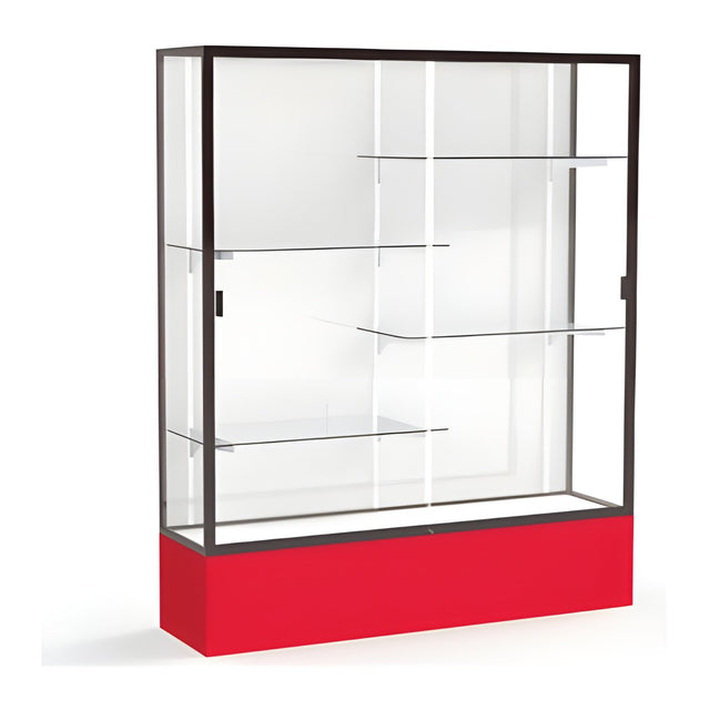 Spirit Red Display Case (Unighted), White Laminate Back w/ Dark Bronze aluminum frame finish, 72"H x 60"W x 16"D