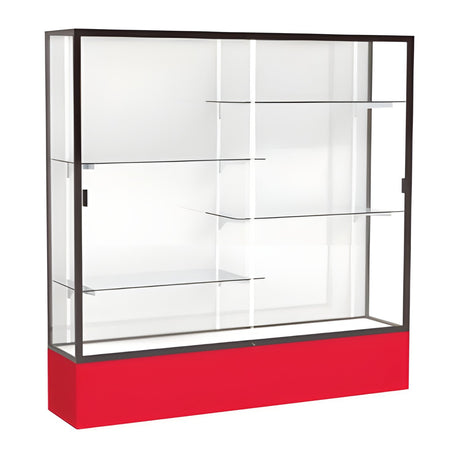 Spirit Red Display Case (Unighted), White Laminate Back w/ Dark Bronze aluminum frame finish, 72"H x 72"W x 16"D