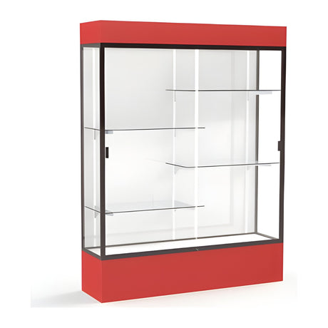 Spirit Red Display Case (Lighted), White Laminate Back w/ Dark Bronze aluminum frame finish, 80"H x 60"W x 16"D