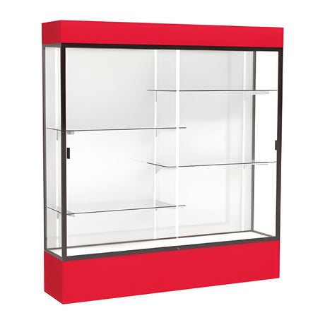 Spirit Red Display Case (Lighted), White Laminate Back w/ Dark Bronze aluminum frame finish, 80"H x 72"W x 16"D