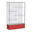 Spirit Red Display Case (Unighted), White Laminate Back w/ Satin Natural aluminum frame finish, 72"H x 48"W x 16"D