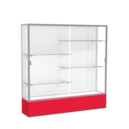 Spirit Red Display Case (Unighted), White Laminate Back w/ Satin Natural aluminum frame finish, 72"H x 72"W x 16"D