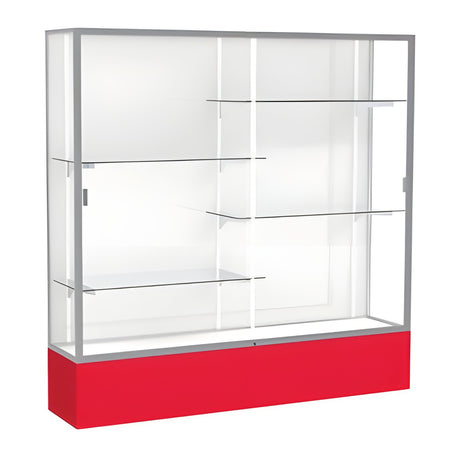 Spirit Red Display Case (Unighted), White Laminate Back w/ Satin Natural aluminum frame finish, 72"H x 72"W x 16"D