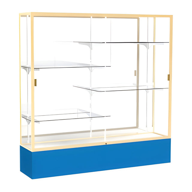 Spirit Royal Blue Display Case (Unighted), Mirror Back w/ Champagne aluminum frame finish, 72"H x 72"W x 16"D