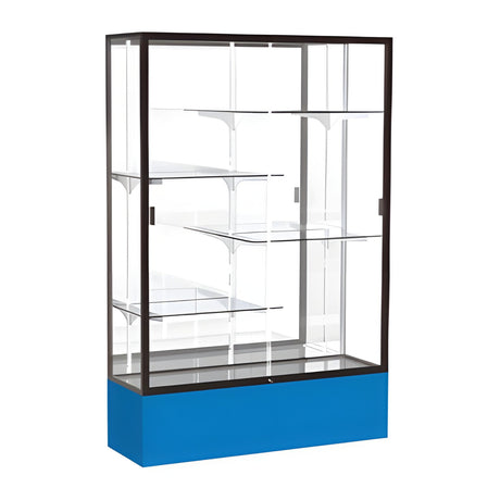 Spirit Royal Blue Display Case (Unighted), Mirror Back w/ Dark Bronze aluminum frame finish, 72"H x 48"W x 16"D