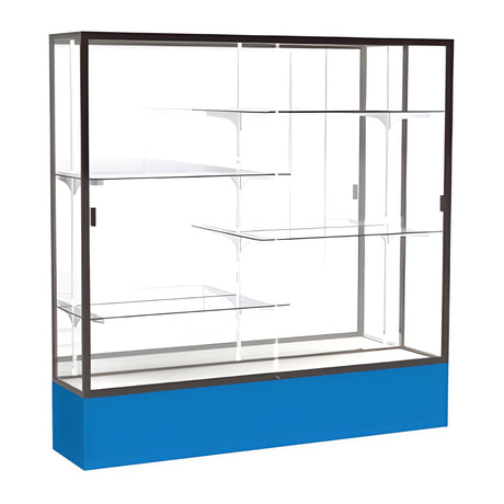 Spirit Royal Blue Display Case (Unighted), Mirror Back w/ Dark Bronze aluminum frame finish, 72"H x 72"W x 16"D