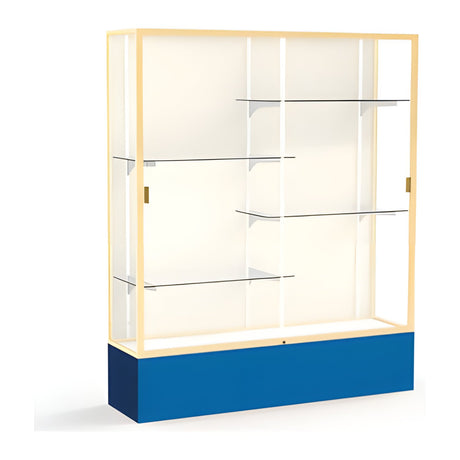 Spirit Royal Blue Display Case (Unighted), Plaque Fabric Back w/ Champagne aluminum frame finish, 72"H x 60"W x 16"D