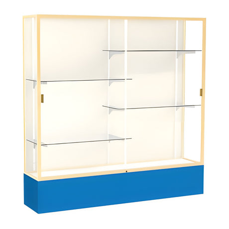 Spirit Royal Blue Display Case (Unighted), Plaque Fabric Back w/ Champagne aluminum frame finish, 72"H x 72"W x 16"D