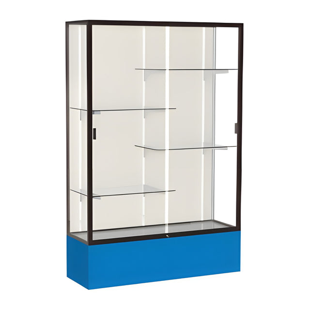 Spirit Royal Blue Display Case (Unighted), Plaque Fabric Back w/ Dark Bronze aluminum frame finish, 72"H x 48"W x 16"D