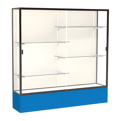 Spirit Royal Blue Display Case (Unighted), Plaque Fabric Back w/ Dark Bronze aluminum frame finish, 72"H x 72"W x 16"D
