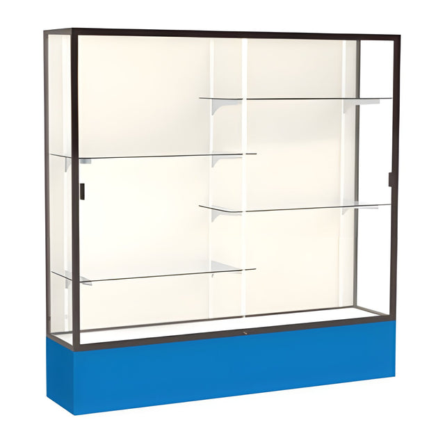 Spirit Royal Blue Display Case (Unighted), Plaque Fabric Back w/ Dark Bronze aluminum frame finish, 72"H x 72"W x 16"D