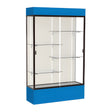Spirit Royal Blue Display Case (Lighted), Plaque Fabric Back w/ Dark Bronze aluminum frame finish, 80"H x 48"W x 16"D